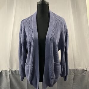 Debut Sweater Womens Small‎ Medium Purple Open Front Cardigan Pockets Cozy Knit